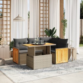 Garden sofa set with cushions 5 pieces gray synthetic rattan by vidaXL, Garden sets - Ref: Foro24-3273944, Price: 357,62 €, D...