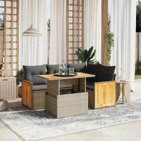 Garden sofa set with cushions 5 pieces gray synthetic rattan by vidaXL, Garden sets - Ref: Foro24-3273944, Price: 369,49 €, D...
