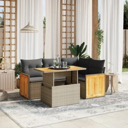 Garden sofa set with cushions 5 pieces gray synthetic rattan by vidaXL, Garden sets - Ref: Foro24-3273944, Price: 369,49 €, D...