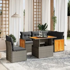 Garden sofa set with cushions 6 pieces beige synthetic rattan by vidaXL, Garden sets - Ref: Foro24-3273965, Price: 419,52 €, ...