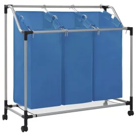 Wäschetrenner mit 3 blauen Stahlbeuteln von vidaXL, Wäschekörbe - Ref: Foro24-288331, Preis: 34,57 €, Rabatt: %