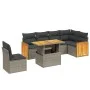 7-piece garden sofa set with gray PE rattan cushions by vidaXL, Garden sets - Ref: Foro24-3273986, Price: 469,47 €, Discount: %