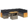 9-teiliges Gartenmöbel-Set und graue synthetische Rattankissen von vidaXL, Gartensets - Ref: Foro24-3274098, Preis: 558,26 €,...