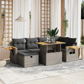 7-piece garden sofa set with gray PE rattan cushions by vidaXL, Garden sets - Ref: Foro24-3276147, Price: 464,58 €, Discount: %