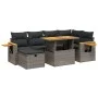 7-piece garden sofa set with gray PE rattan cushions by vidaXL, Garden sets - Ref: Foro24-3276147, Price: 464,58 €, Discount: %