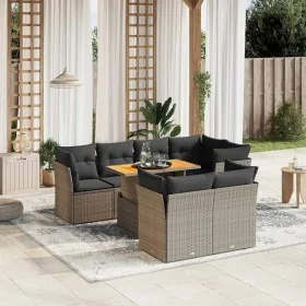 Set de sofás de jardín 8 pzas y cojines ratán sintético gris de vidaXL, Conjuntos de jardín - Ref: Foro24-3270710, Precio: 51...