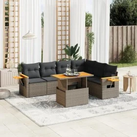 7-piece garden sofa set with gray PE rattan cushions by vidaXL, Garden sets - Ref: Foro24-3273538, Price: 468,80 €, Discount: %
