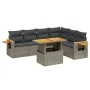 7-piece garden sofa set with gray PE rattan cushions by vidaXL, Garden sets - Ref: Foro24-3273538, Price: 468,80 €, Discount: %