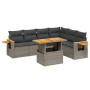 7-teiliges Gartensofa-Set mit grauen PE-Rattan-Kissen von vidaXL, Gartensets - Ref: Foro24-3273538, Preis: 467,40 €, Rabatt: %