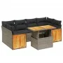 7-piece garden sofa set with gray PE rattan cushions by vidaXL, Garden sets - Ref: Foro24-3273860, Price: 486,35 €, Discount: %