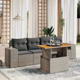 Garden sofa set with cushions 5 pieces gray synthetic rattan by vidaXL, Garden sets - Ref: Foro24-3272516, Price: 360,08 €, D...