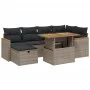 7-teiliges Gartensofa-Set mit grauen PE-Rattan-Kissen von vidaXL, Gartensets - Ref: Foro24-3276042, Preis: 447,29 €, Rabatt: %