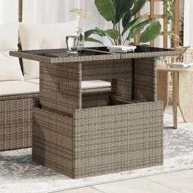 Garden table glass surface PE rattan gray 100x55x73 cm by vidaXL, Garden tables - Ref: Foro24-366121, Price: 99,32 €, Discoun...