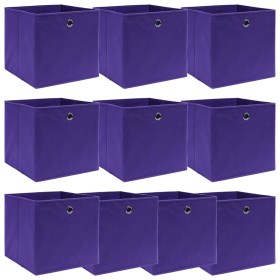 Cajas de almacenaje 10 uds tela morado 32x32x32 cm