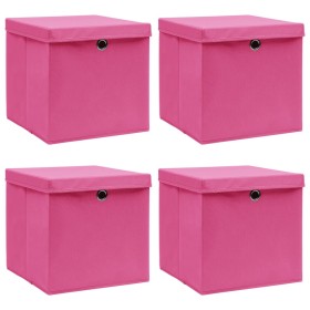 Aufbewahrungsboxen mit Deckel 4 Stück rosa Stoff 32x32x32 cm von vidaXL, Aufbewahrungskörbe - Ref: Foro24-288346, Preis: 31,1...