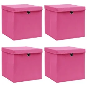 Storage boxes with lids 4 pcs pink fabric 32x32x32 cm by vidaXL, Storage baskets - Ref: Foro24-288346, Price: 30,53 €, Discou...