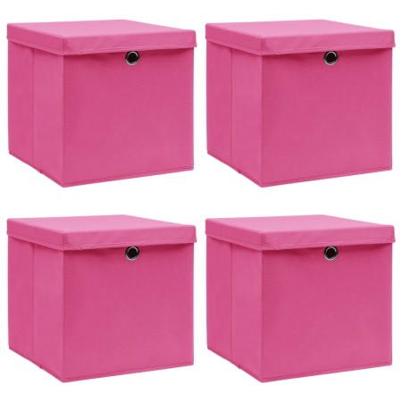 Aufbewahrungsboxen mit Deckel 4 Stück rosa Stoff 32x32x32 cm von vidaXL, Aufbewahrungskörbe - Ref: Foro24-288346, Preis: 31,1...