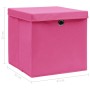 Aufbewahrungsboxen mit Deckel 4 Stück rosa Stoff 32x32x32 cm von vidaXL, Aufbewahrungskörbe - Ref: Foro24-288346, Preis: 31,1...