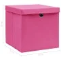 Storage boxes with lids 4 pcs pink fabric 32x32x32 cm by vidaXL, Storage baskets - Ref: Foro24-288346, Price: 30,53 €, Discou...