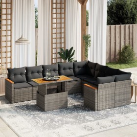 10-piece garden sofa set with gray synthetic rattan cushions by vidaXL, Garden sets - Ref: Foro24-3273237, Price: 601,82 €, D...