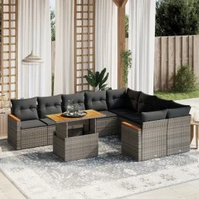 10-piece garden sofa set with gray synthetic rattan cushions by vidaXL, Garden sets - Ref: Foro24-3273237, Price: 619,06 €, D...