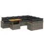10-teiliges Gartensofa-Set mit grauen synthetischen Rattankissen von vidaXL, Gartensets - Ref: Foro24-3273237, Preis: 619,06 ...