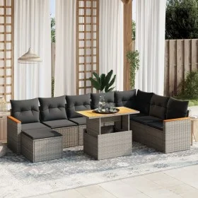 9-piece garden furniture set and gray synthetic rattan cushions by vidaXL, Garden sets - Ref: Foro24-3273216, Price: 547,30 €...