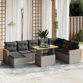 9-teiliges Gartenmöbel-Set und graue synthetische Rattankissen von vidaXL, Gartensets - Ref: Foro24-3273216, Preis: 538,83 €,...