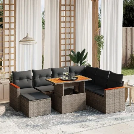 8-teiliges Gartensofa-Set und graue synthetische Rattankissen von vidaXL, Gartensets - Ref: Foro24-3276056, Preis: 497,13 €, ...