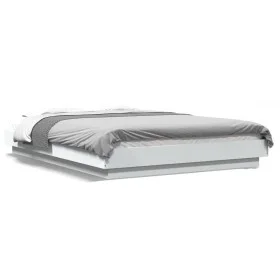 White engineered wood bed frame with LED 120x200 cm by vidaXL, Beds and slatted bases - Ref: Foro24-3281105, Price: 175,90 €,...