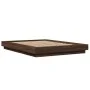 Bed frame with LED lights oak brown wood 120x200 cm by vidaXL, Beds and slatted bases - Ref: Foro24-3281111, Price: 174,60 €,...