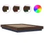 Bed frame with LED lights oak brown wood 120x200 cm by vidaXL, Beds and slatted bases - Ref: Foro24-3281111, Price: 174,60 €,...