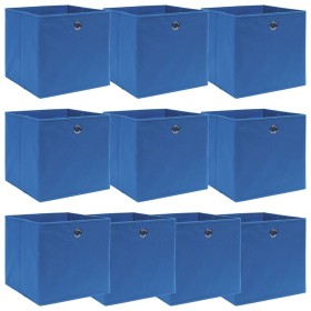 Cajas de almacenaje 10 uds tela azul 32x32x32 cm