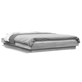 Sonoma gray wood bed frame with LED lights 120x190 cm by vidaXL, Beds and slatted bases - Ref: Foro24-3281145, Price: 177,71 ...