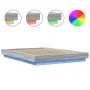 Sonoma gray wood bed frame with LED lights 120x190 cm by vidaXL, Beds and slatted bases - Ref: Foro24-3281145, Price: 177,71 ...