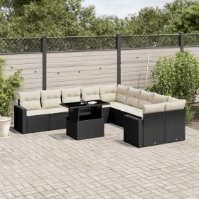 11-teilige Gartensofagarnitur und schwarze synthetische Rattankissen von vidaXL, Gartensets - Ref: Foro24-3267536, Preis: 688...