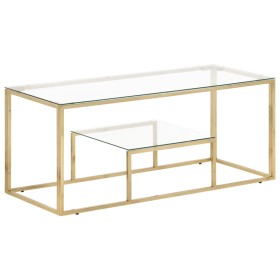 Mesa de centro dorada acero inoxidable y vidrio templado