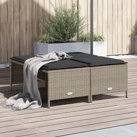 Gartenhocker mit Kissen 4 Stück hellgraues PE-Rattan von vidaXL, Hocker für den Außenbereich - Ref: Foro24-368367, Preis: 131...