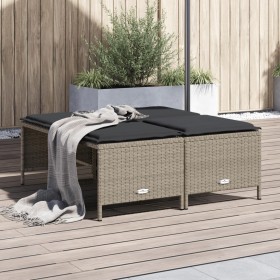 Gartenhocker mit Kissen 4 Stück hellgraues PE-Rattan von vidaXL, Hocker für den Außenbereich - Ref: Foro24-368367, Preis: 126...