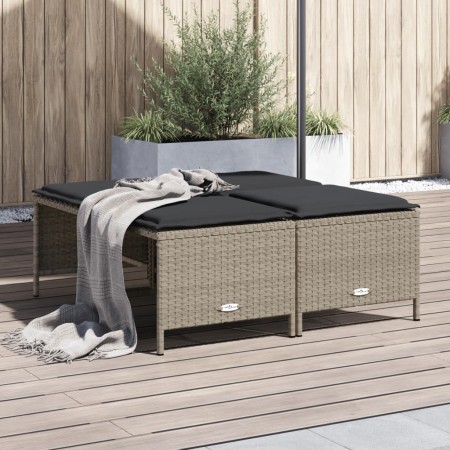 Gartenhocker mit Kissen 4 Stück hellgraues PE-Rattan von vidaXL, Hocker für den Außenbereich - Ref: Foro24-368367, Preis: 126...
