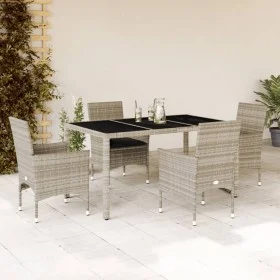Garden dining set 5 pieces and light gray glass PE rattan cushions by vidaXL, Garden sets - Ref: Foro24-3278575, Price: 377,0...