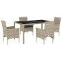 Garden dining set 5 pieces and light gray glass PE rattan cushions by vidaXL, Garden sets - Ref: Foro24-3278575, Price: 362,7...