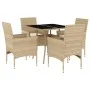 Garden dining set 5 pieces with beige glass synthetic rattan cushions by vidaXL, Garden sets - Ref: Foro24-3278610, Price: 33...