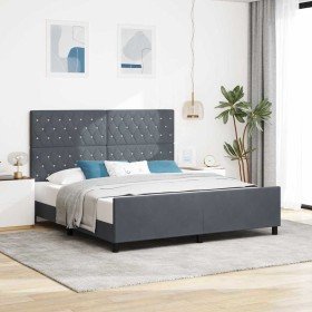 Estructura de cama Gris oscuro 180 x 200 cm Terciopelo Estructura de cama Gris oscuro 180 x 200 cm Terciopelo