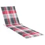 Sun lounger with red checkered cushion solid teak wood by vidaXL, Loungers - Ref: Foro24-3063019, Price: 292,54 €, Discount: %