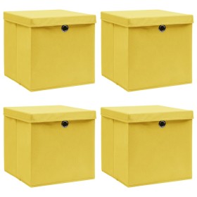 Aufbewahrungsboxen mit Deckel 4 Stück gelber Stoff 32x32x32 cm von vidaXL, Aufbewahrungskörbe - Ref: Foro24-288366, Preis: 31...