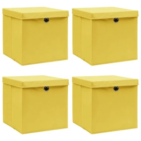 Storage boxes with lids 4 pcs fabric yellow 32x32x32 cm by vidaXL, Storage baskets - Ref: Foro24-288366, Price: 31,07 €, Disc...