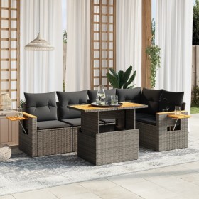6-teiliges Gartenmöbel-Set und graue synthetische Rattankissen von vidaXL, Gartensets - Ref: Foro24-3273510, Preis: 411,22 €,...