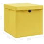 Aufbewahrungsboxen mit Deckel 4 Stück gelber Stoff 32x32x32 cm von vidaXL, Aufbewahrungskörbe - Ref: Foro24-288366, Preis: 31...