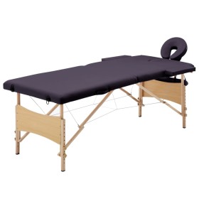 Folding massage bed 2 zones wood purple by vidaXL, massage tables - Ref: Foro24-110186, Price: 169,64 €, Discount: %